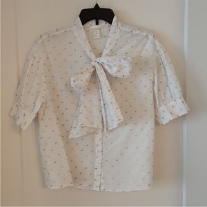H&M White blouse with gold metallic print